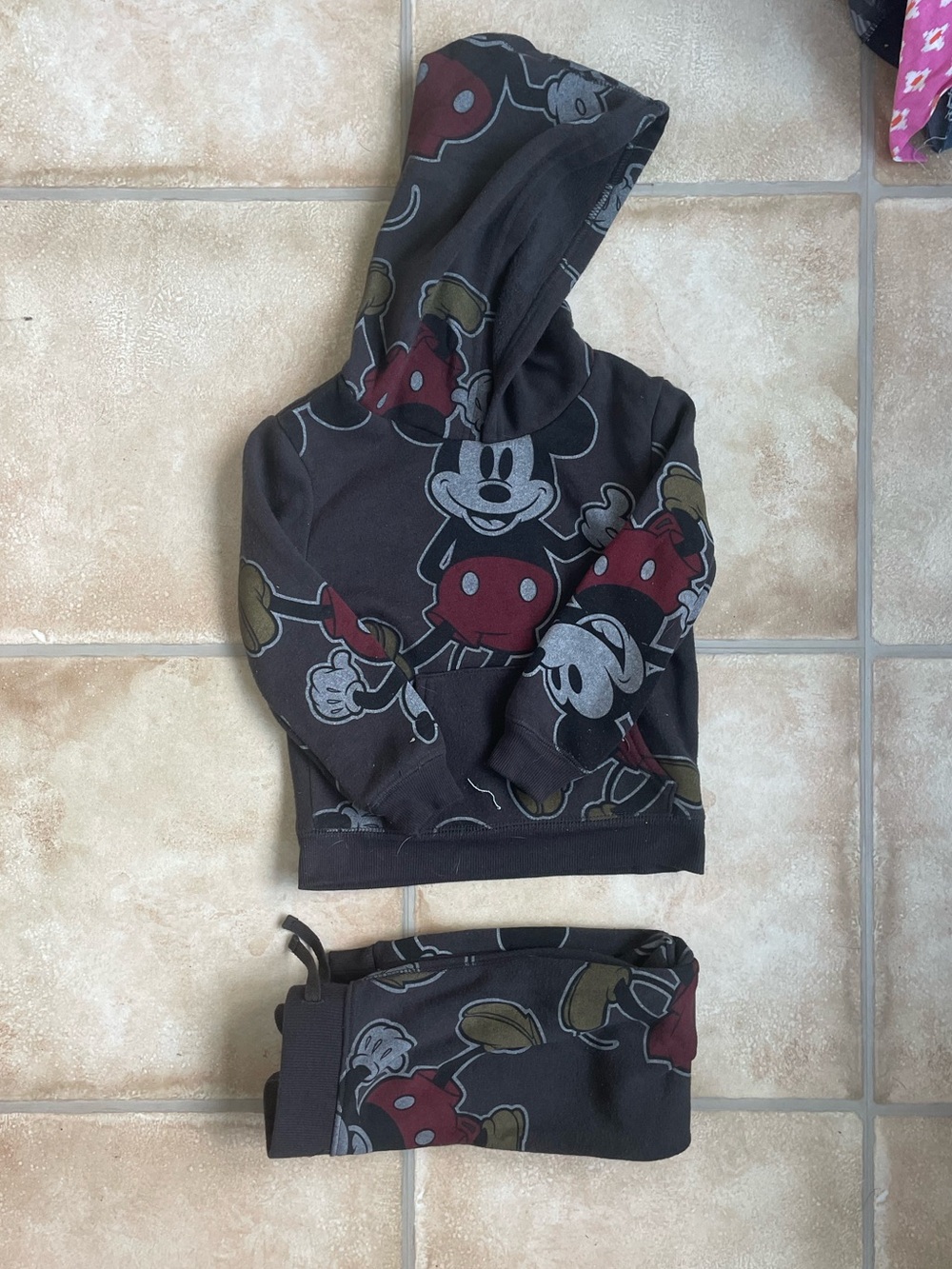 Disney Mickey Mouse kids grey hooded sweatshirt jogger pants set Size 3T